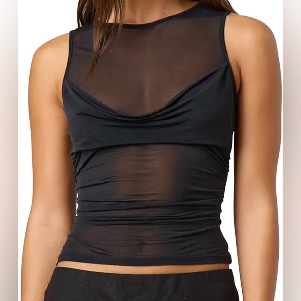 Sheer Black Sleeveless Top